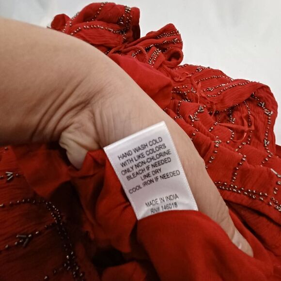 NWT Lost + Wander Boho Hand Beaded Red Swing Dress Crewneck Sleeveless M - Picture 9 of 14